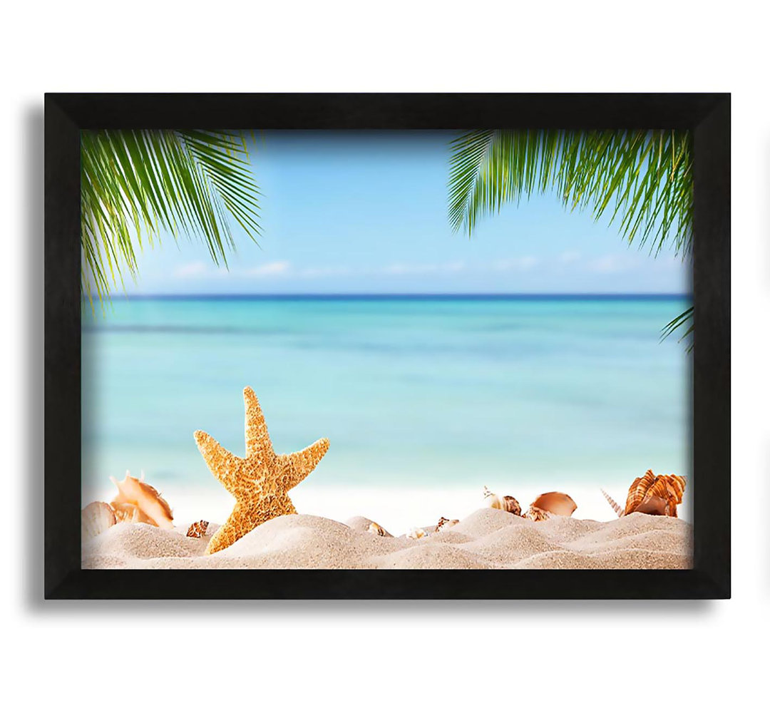 Gerahmtes Leinwandbild Starfish On The Beach Scene