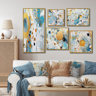 Combat abstrait bleu sarcelle, abstrait et abstrait - Collages abstraits, ensemble d'art mural