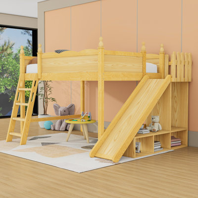 Loft Bed With Storage, Detachable Slide, And Ladder