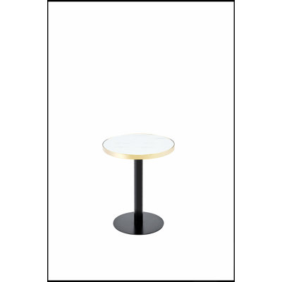 Table basse de 23,6 pouces en panneau de fibres à densité moyenne avec finition UV, texture en marbre, bordure en acier inoxydable et pieds en métal pour une table basse moderne et luxueuse