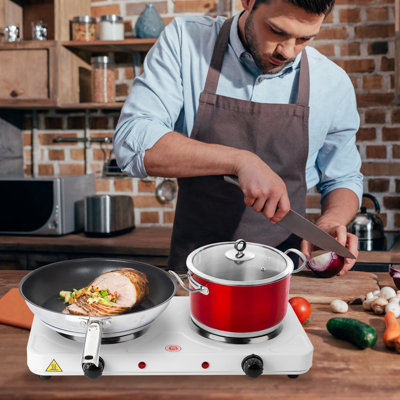 2000W Countertop Double Burner Electric Hot Plate with 5-Stage Temperature Control