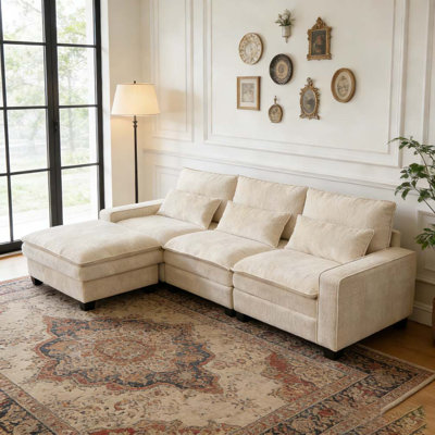 Canapé modulaire profond 99 po en forme de L modulaire Chenille