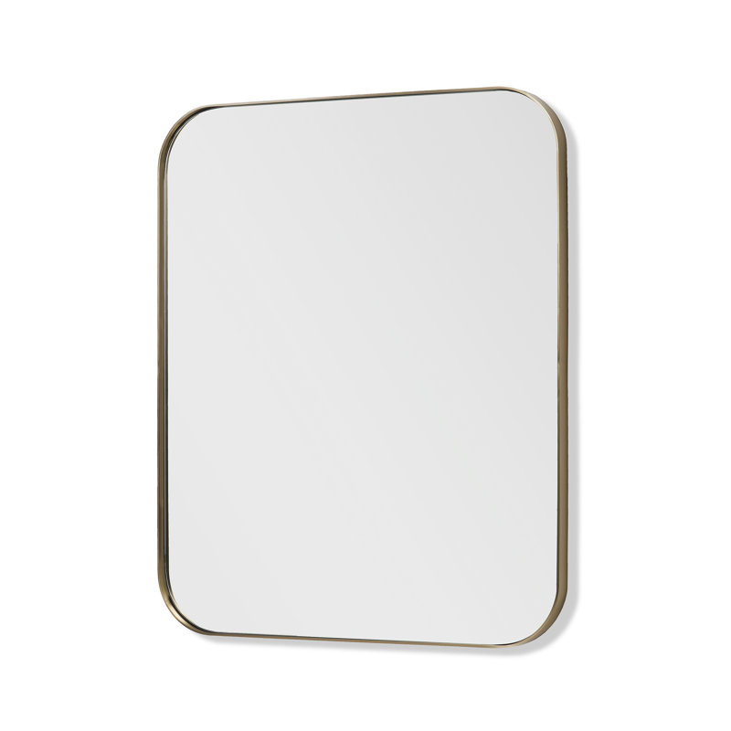 Aalina Flat Metal Beveled Wall Mirror, 54" x 28", Brushed Brass