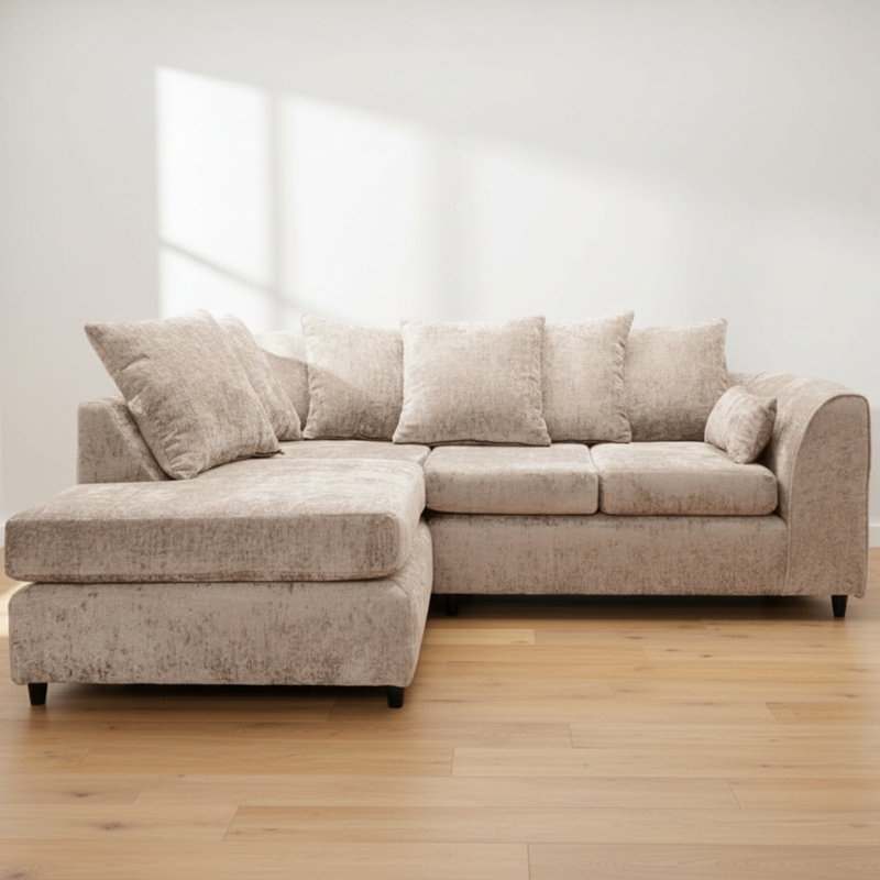 4 Seater Sofa & Chaise, Beige, Left