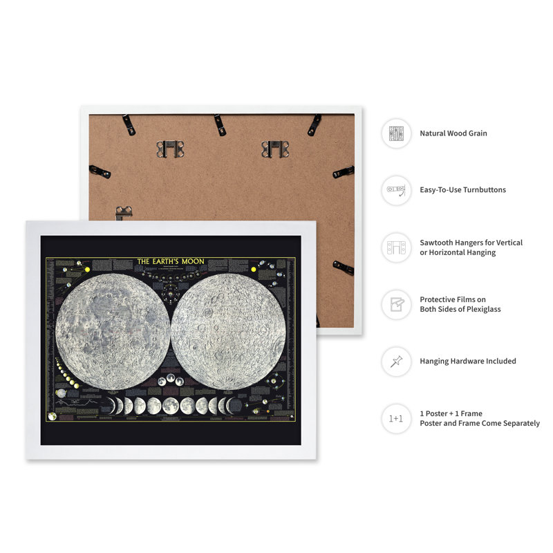 La lune de la Terre, 12"H x 16"W, Poster, White Framed
