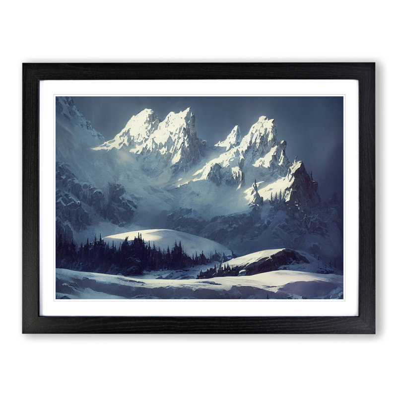 View of Winter Mountains Vol.1 - Framed Print, 46cm H x 64cm W x 2cm D, Black