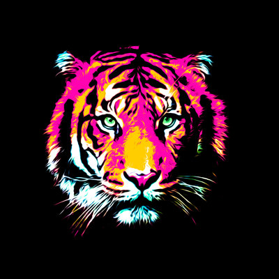 Colored Tiger - No Frame Print on Float Glass