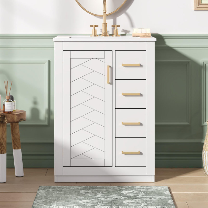 Le meuble-lavabo de 24 pouces Signature: le style rencontre le rangement intelligent, Blanc