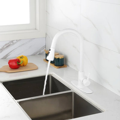 Robinet de cuisine rétractable à poignée simple avec accessoires