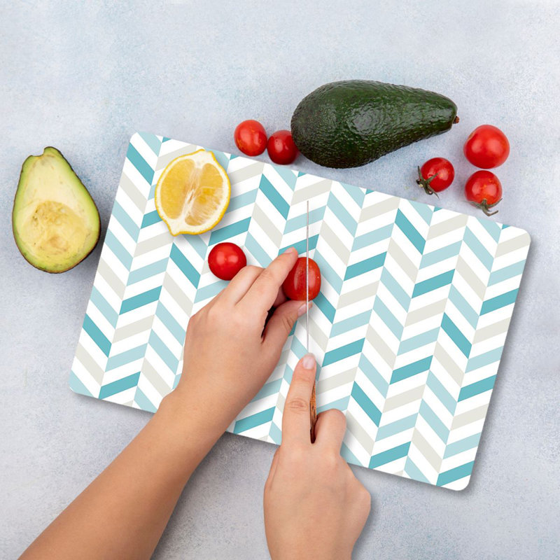 Flourish Tempered Glass Cutting Board, 7.9 x 11.8 inches | 100% Antibacterial, Easy-Clean Surface, Non-Slip Silicone Feet | Perfect for Food Prep & Serving, Durable & Stylish Kitchen Essential, Not Dishwasher Safe