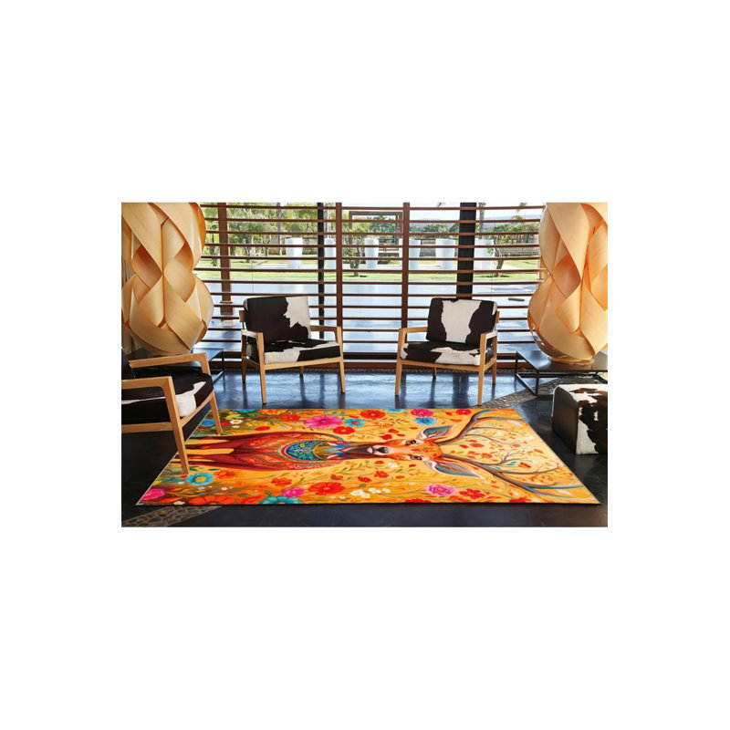 Tapis décoratif à motif tapisserie, Rectangle 4 pi x 5 pi 11 po