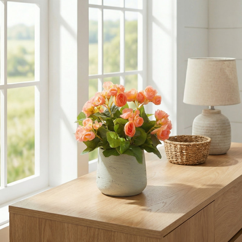 Begonia Floral Arrangement, Beige, Orange
