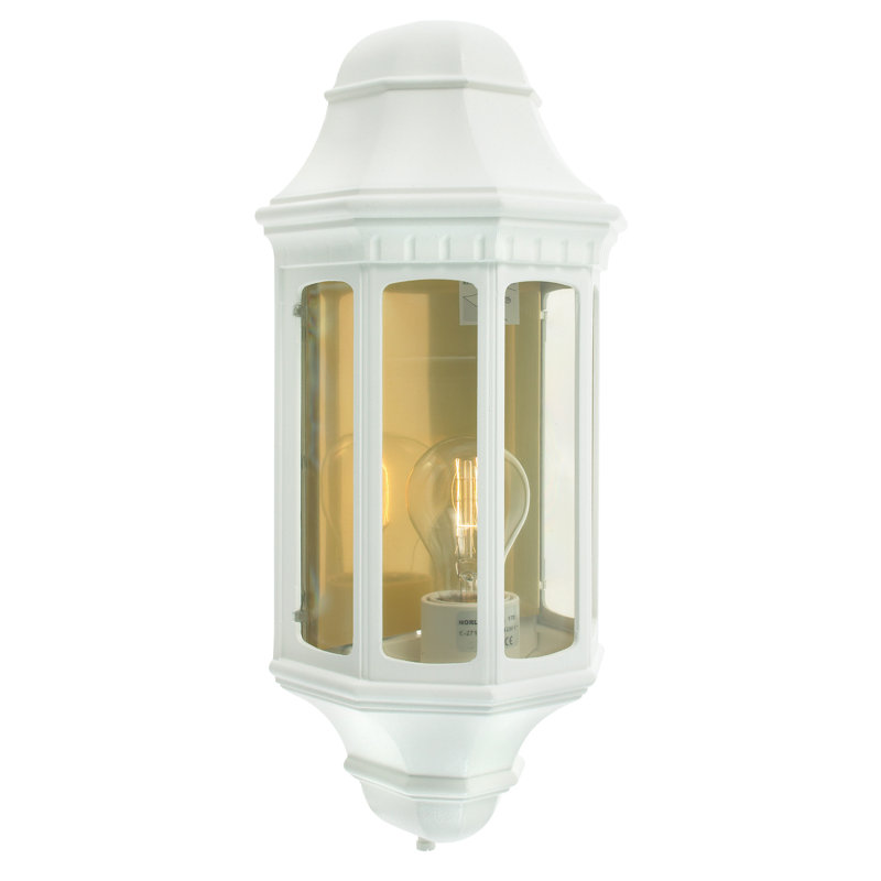 Werchter Outdoor Wall Lantern, White, 33cm H x 16cm W x 10cm D