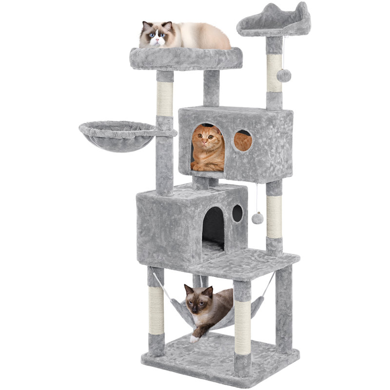Multiple Level Cat Tree with Scratching Posts, Light Grey