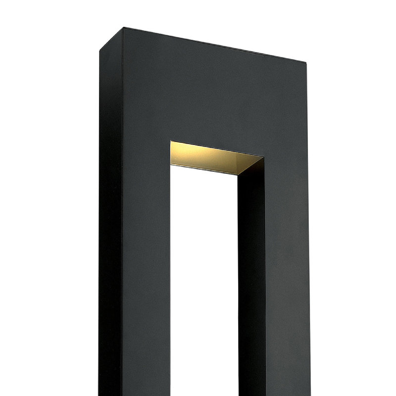 Plafonnier encastré d'extérieur en verre givré Atlantis, Noir satiné, H 36 po x l 12 po x P 4 po