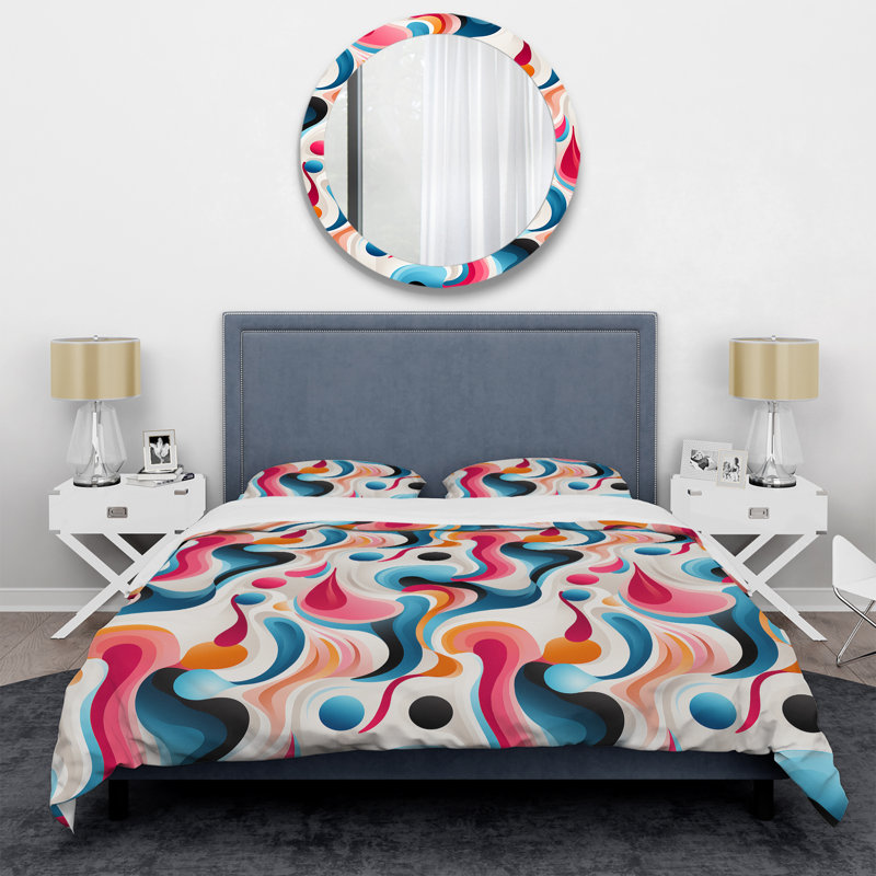 Ensemble de housse de couette rose et bleu Popart, Housse de couette pour très grand lit et 2 très
