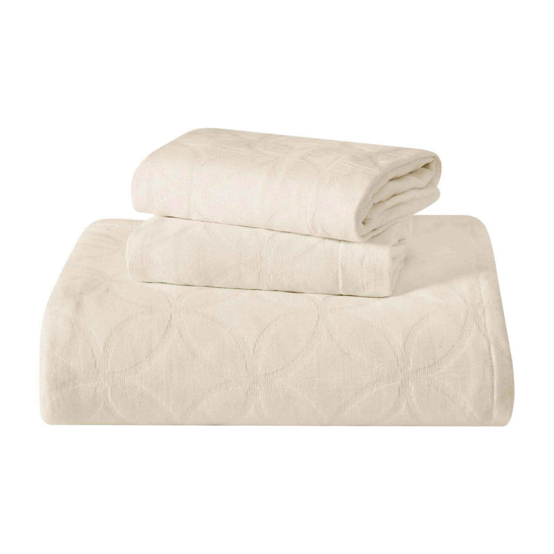 Ensemble de couvre-lit matelassé en coton The Blue Nile Mills, Beige, Couvre-lit double + 2 taies décoratives