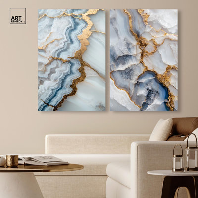 Denim Dreams Duo Canvas Print Abstract Art Set By Art Remedy, Gallery Wrapped, 20 x 30