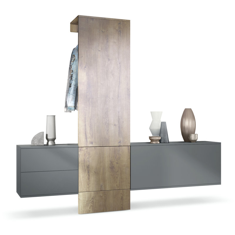 Chappa 209 cm W Hallway Set with Shoe Storage, Oak Ribbeck