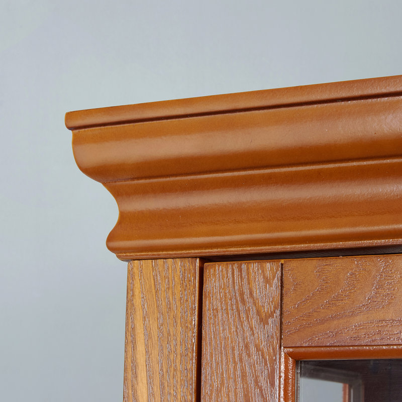 Armoire de salle à manger avec tablettes réglables et panneau arrière en miroir Ahriya, Chêne