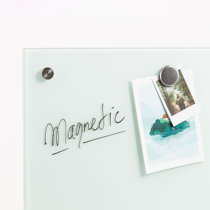 White Frosted Frameless Magnetic Glass Dry Erase Board 47" x 35"