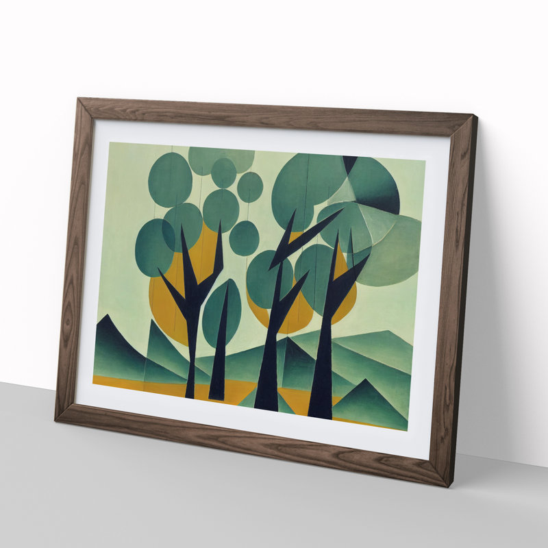 Spellbinding Abstract Trees - Framed Print, 25cm H x 34cm W x 2cm D, Walnut