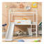 Lit mezzanine en métal avec glissade, lit simple en métal avec planche d'écriture en bois à deux côtés (blanc)-918938793