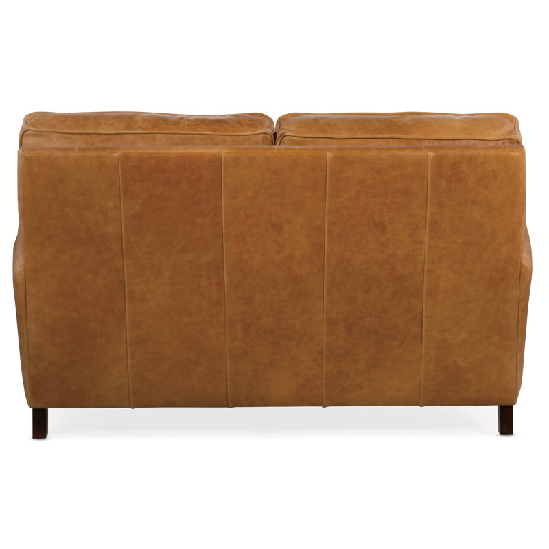 Zion Loveseat, Mahogany, Aline Light Gray Stonewash Genuine Leather