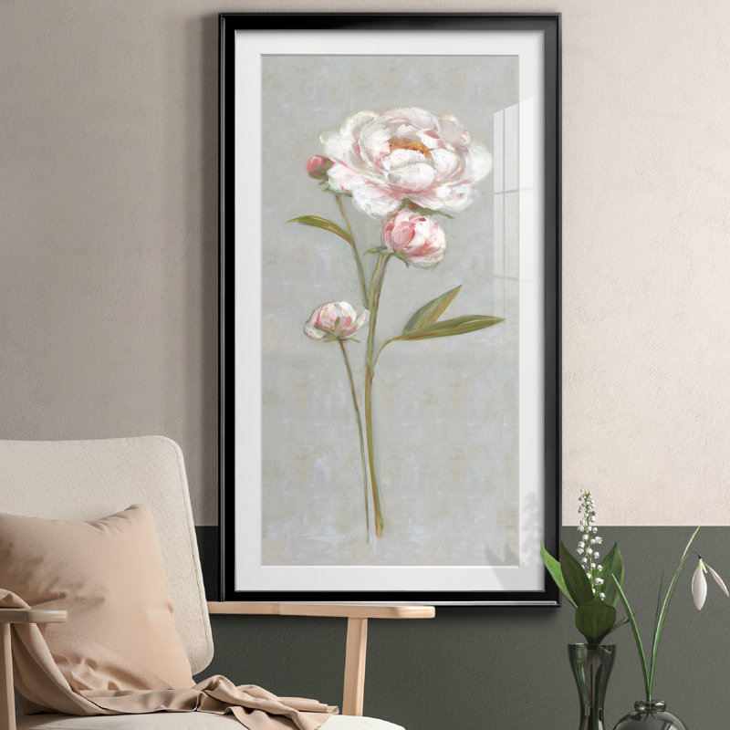 Pivoine magique I - Cadre photo, reproduction d'art sur papier, Papier noir, H 22,5 po x l 42,5 po x P 1,5 po