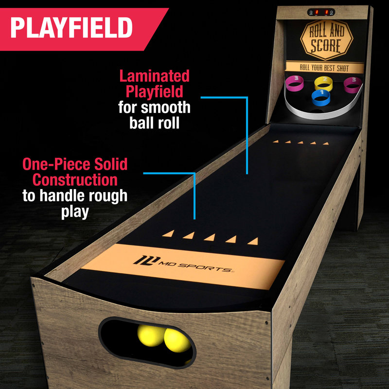 MD Sports 7’ 3” Compact Roll and Score Arcade Game with Electronic Scoring and Ball Return System