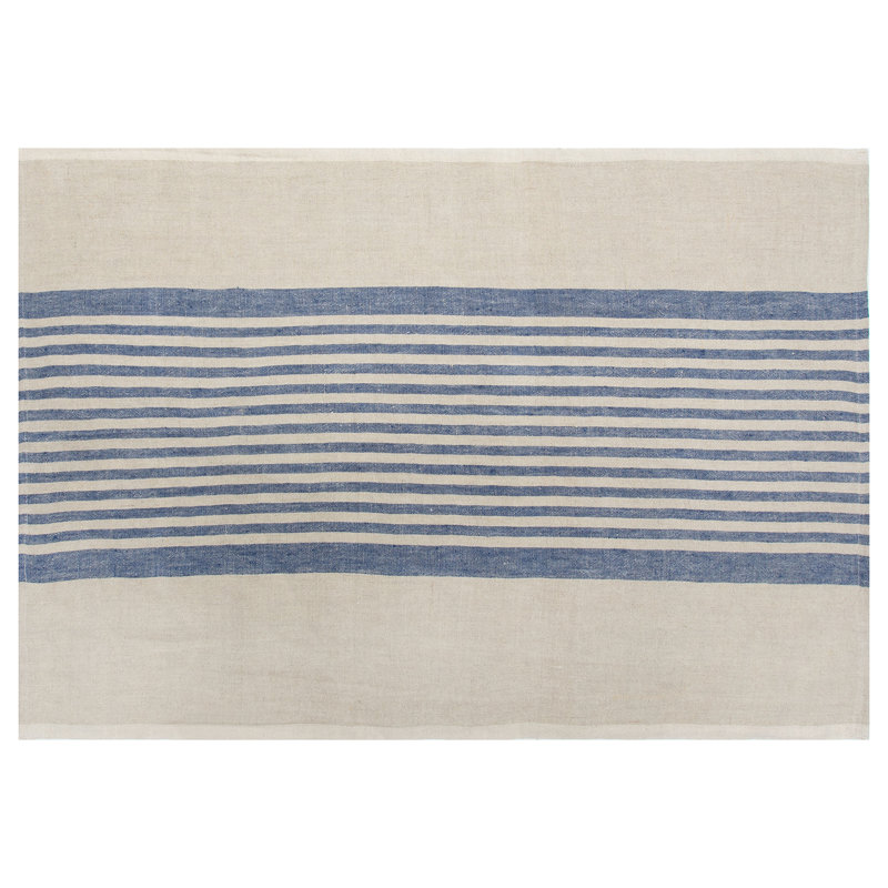 Brittany Striped Tea Towel, Natural/Blue