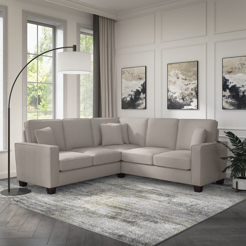Alitza Upholstered L-Shaped Sectional Symmetrical, Beige, 35.74" H x 87" W x 87" D