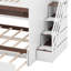 Lit superposé double au-dessus de double avec lit gigogne simple et escalier, tablettes, DEL-1313367628