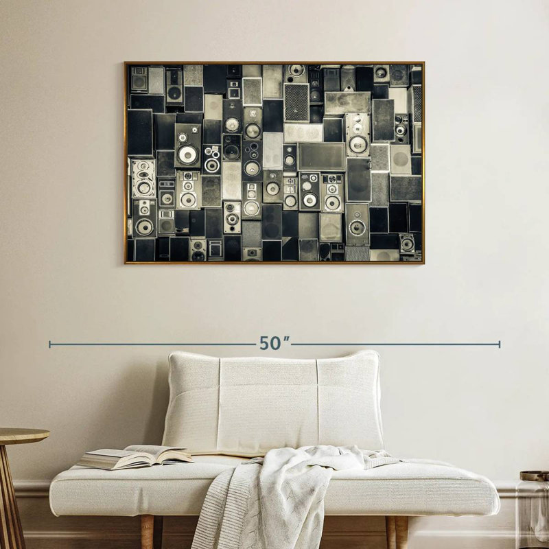 Haut-parleurs monochromes sépulvéda, Cadre flottant doré, 40 po x 27 po
