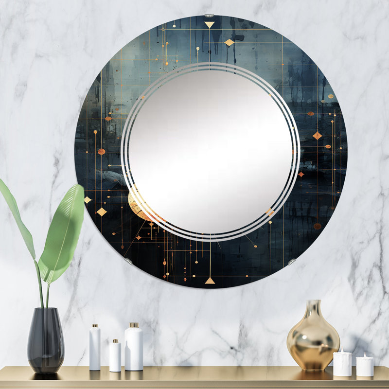 Zavalla - Miroir mural moderne rond, 32 po x 32 po