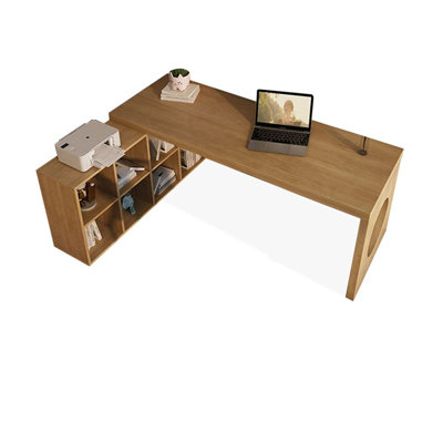 Bureaux en bois massif en L Burlywood