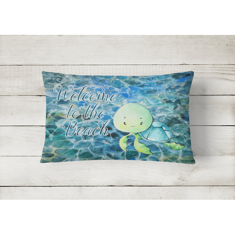  Sea Turtle Welcome Indoor/Outdoor Throw Pillow