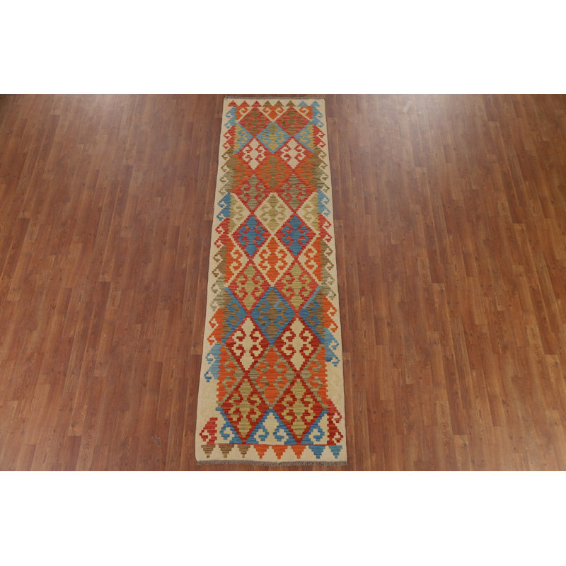 Tapis de couloir oriental géométrique Kilim 3 x 9