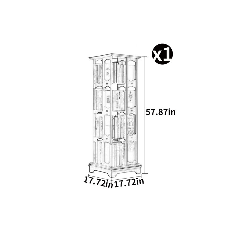 Bibliothèque tournante en bois massif, H 57,87 po x l 17,72 po x P 17,72 po