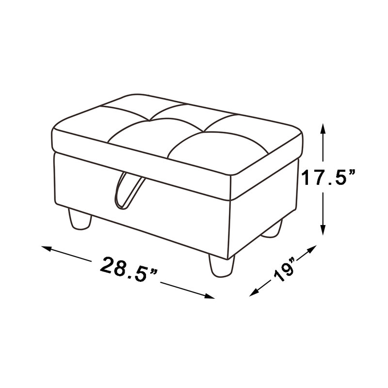 Upholstered Ottoman, Dark Brown