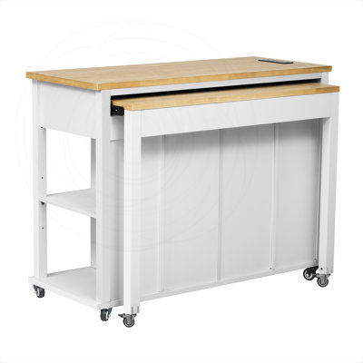 47.2" Kitchen Island with Extendable Dining Table