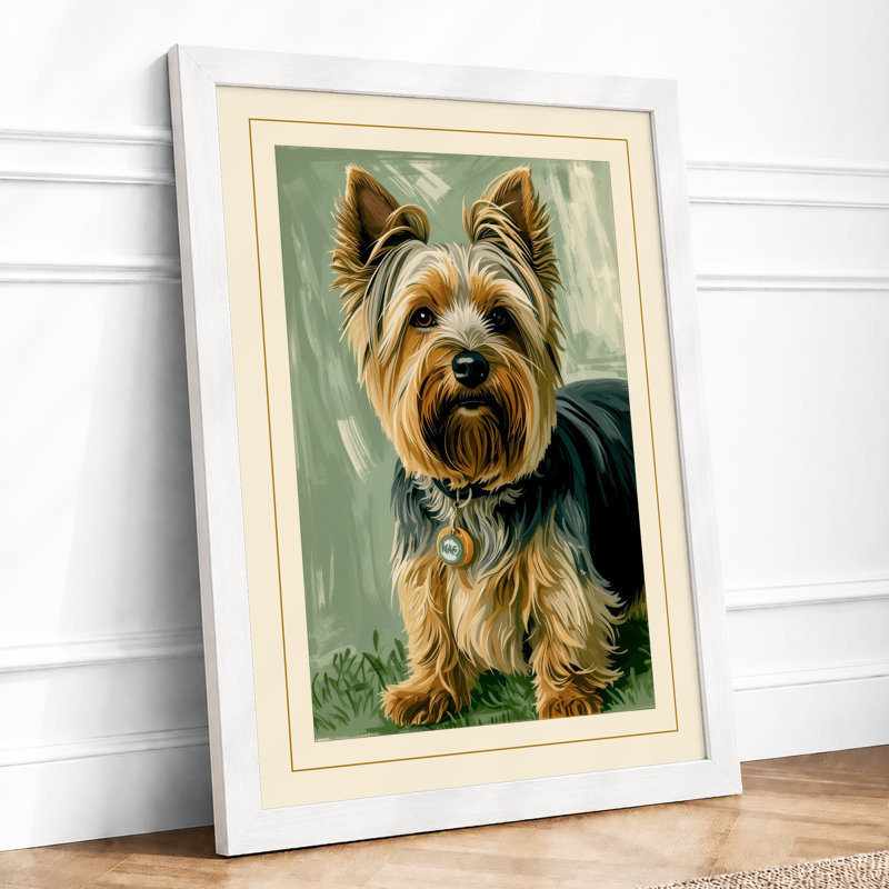 Gentle Terrier Boho - Framed Print, A4 - 29.7 x 21.0 cm, White