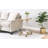 Acrylic Sofa Table, Glass Top C Shape Square Table with Metal Base
