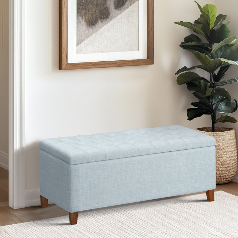 Banc de rangement rembourré Maniscalco, Bleu clair