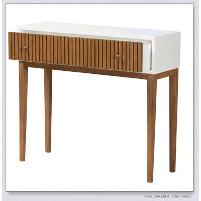 Console 1 tiroir Mid-Century moderne bicolore en bois naturel brun et blanc Bayur