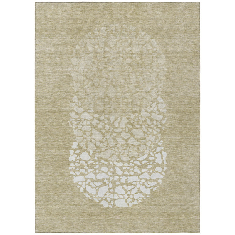 Tapis extérieur lavable abstrait brun clair et taupe 3 pi x 5 pi