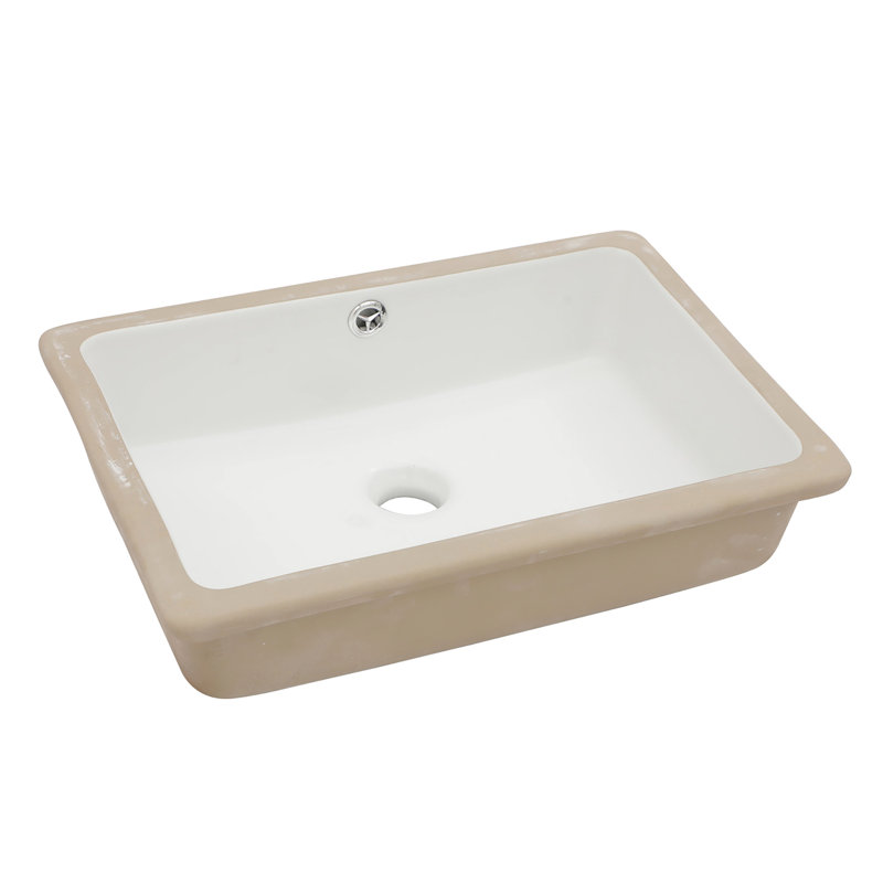 18"x12" Ceramic Bathroom Sink Undermount With Overflow - Sleek Design, Low Water Absorption For Countertop Rectangular Elegant Smooth Surface Changing Room