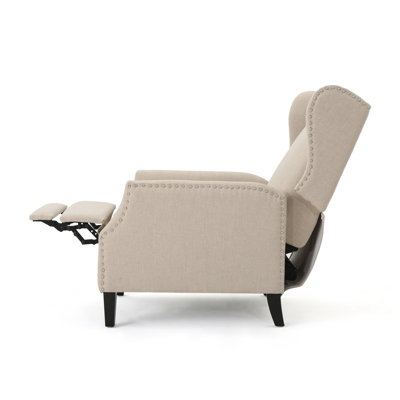 Modern Fabric Wingback Push-Back Recliner Chair in Wheat