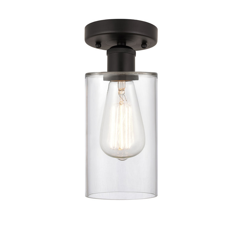 Caldello Glass Semi Flush Mount, Clear, Oil Rubbed Bronze