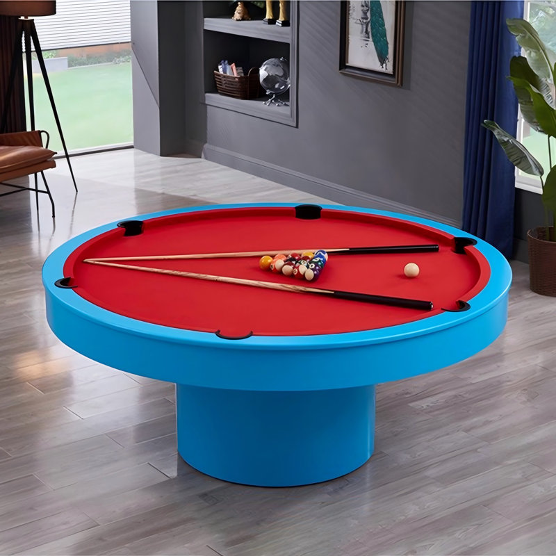 Table de billard et de conférence ronde de luxe 55-en-1 de 55,11 po avec plaque de recouvrement, Blue